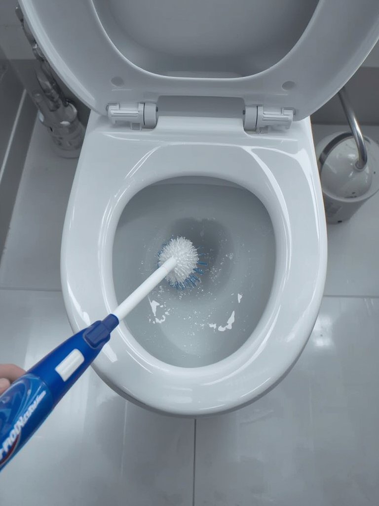toilet brush in action