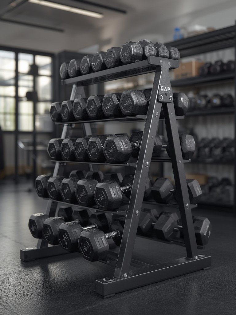 dumbbell rack in action